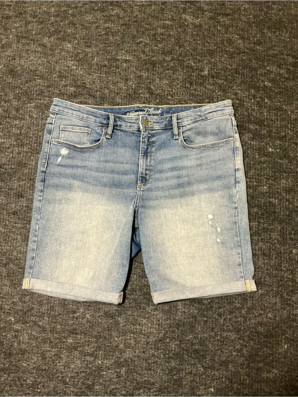 Universal Thread Light Blue Denim Shorts with Yellow Stitching